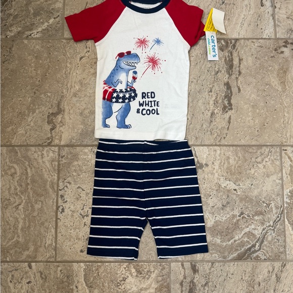 NWT Size 4T Carter's Patriotic Dinosaur Set in Red, White, and Blue - Picture 1 of 2